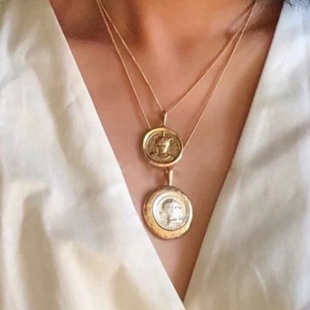 ¥ PENDANT VINTAGE DOUBLE CHAIN LAYERED NECKLACE